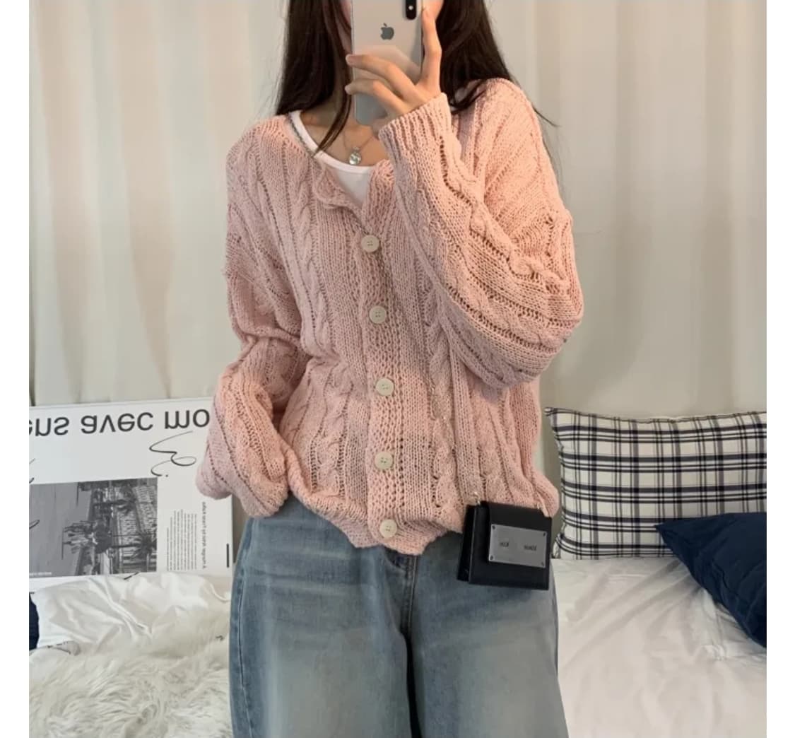 아쿠비클럽 happy two way 가디건 핑크 상품이미지1