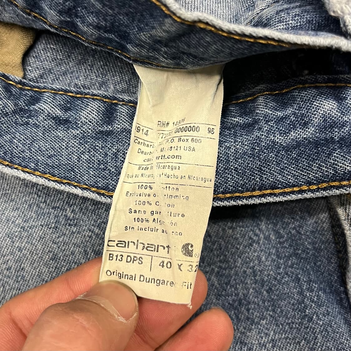 칼하트 B13 데님 카펜터 팬츠 (39“) 상품이미지6