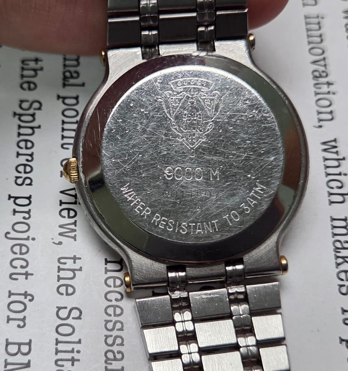 빈티지 구찌 클래식 9000m 스톤그레이 콤비 쿼츠 남성용 브레이슬릿 v 상품이미지9