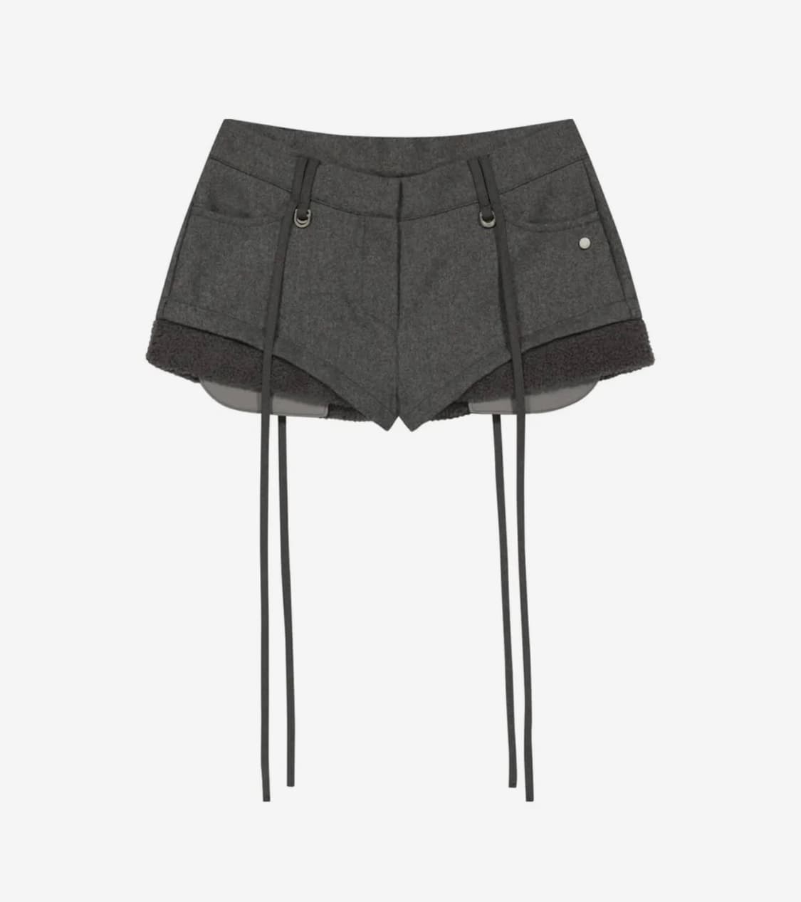 OJOS오호스 마이크로 울쇼츠 그레이 숏팬츠가터플리스배색로우라이즈자켓셋업 상품이미지3