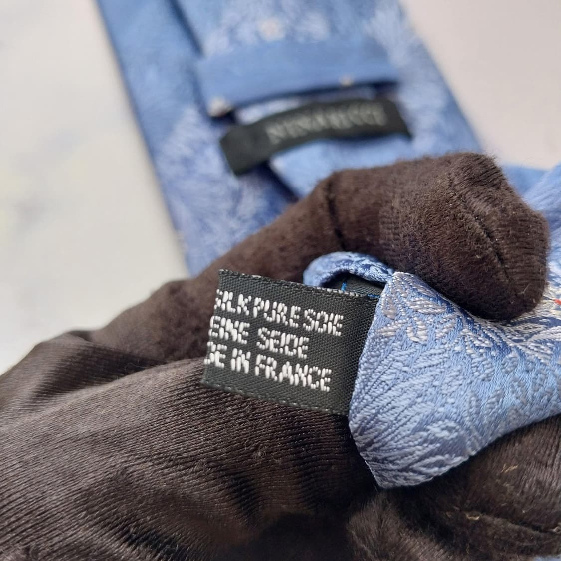 니나리치 실크 블루 플라워 자카드 넥타이 9.3cm A+등급 K2524 상품이미지10