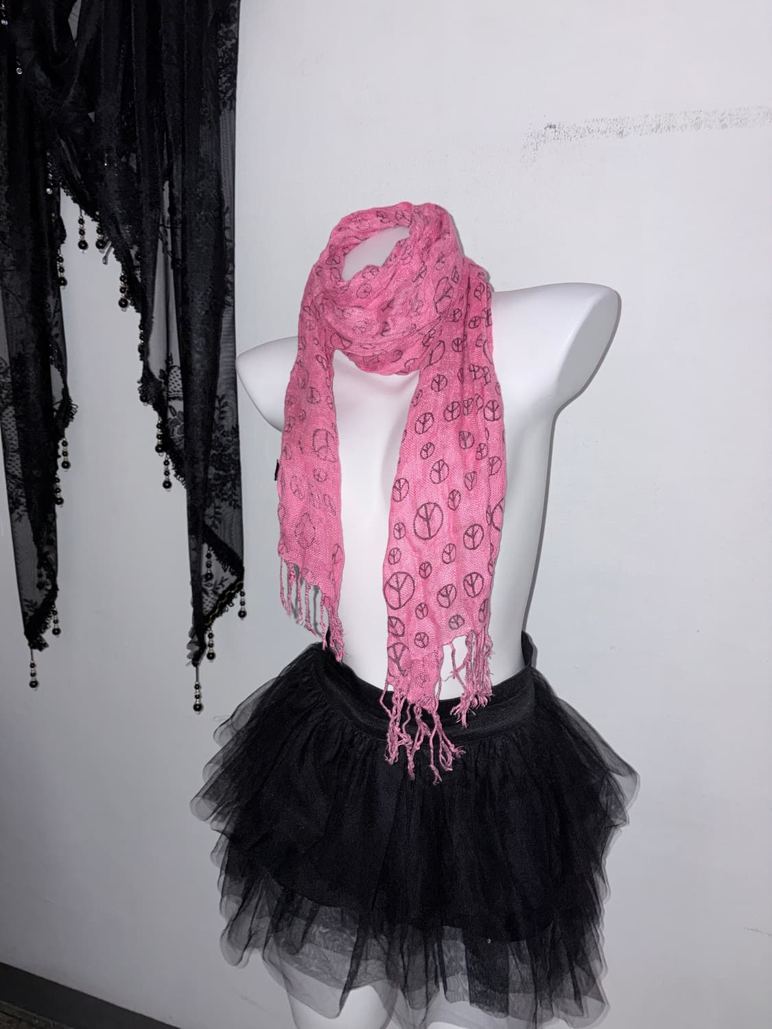 00s 핫핑크 갸루펑크 목도리 히메갸루 emo scene 상품이미지1