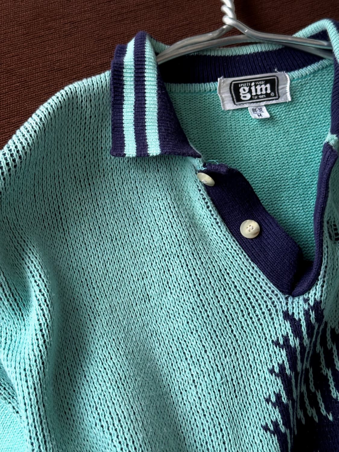 Dry blend pattern half knit top 상품이미지3