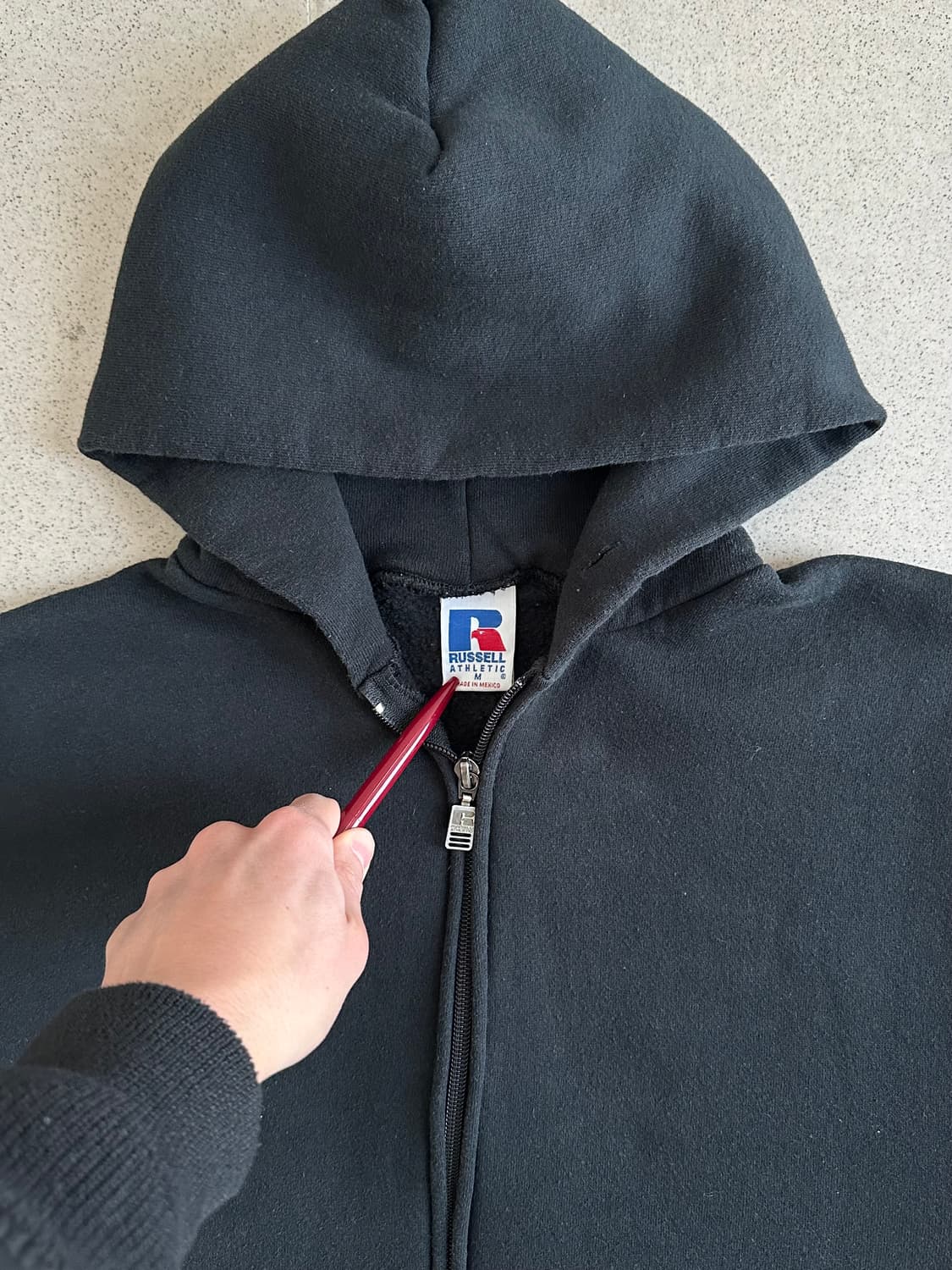 90s 빈티지 러셀 후드집업 블랙 M 상품이미지6