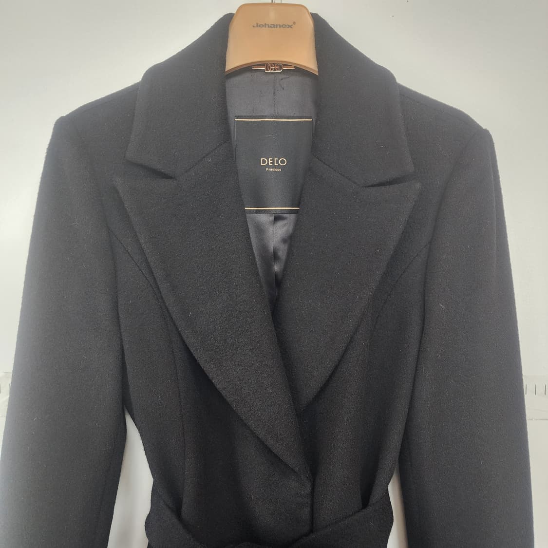 DECO 블랙 벨티드 코트 상품이미지2