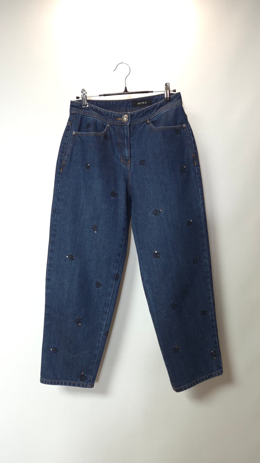 한섬 마인 2022 자수 로고 패턴 데님 팬츠 64-94 상품이미지1