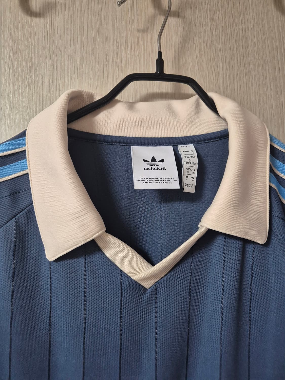 아디다스 반팔 핀스트라이프 저지 카라티 라지 남성 상품이미지3