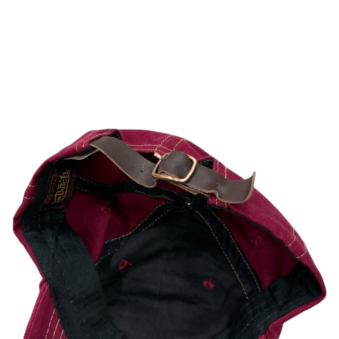 본더치 빈티지 버건디 레드 데미지 디테일 Y2K 볼캡 모자 상품이미지5