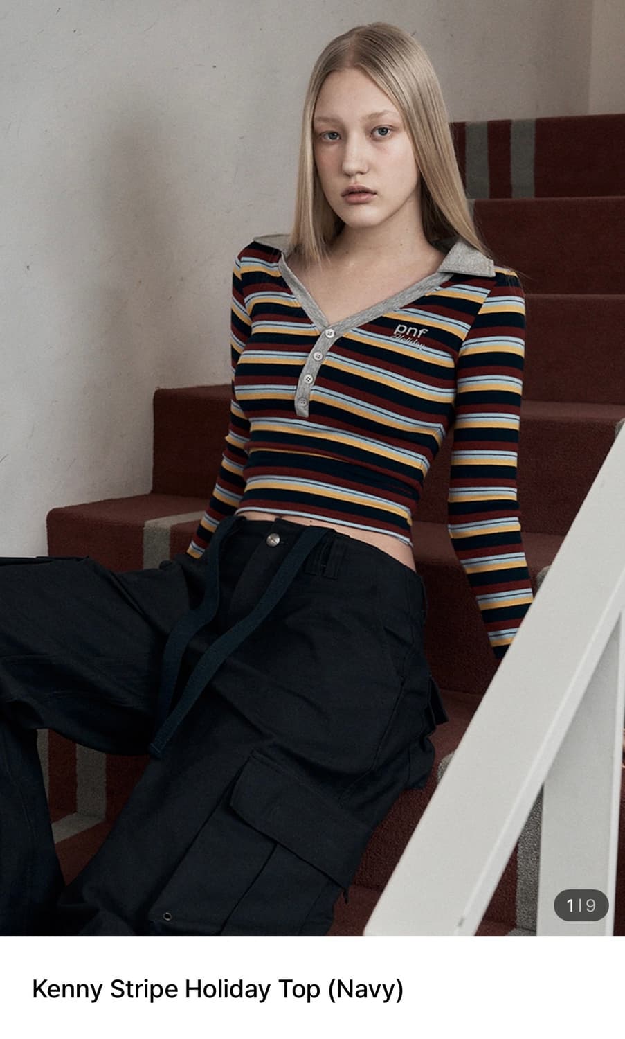 (교환 가능) 플노팔 케니 스트라이프 홀리데이 탑 네이비 상품이미지1
