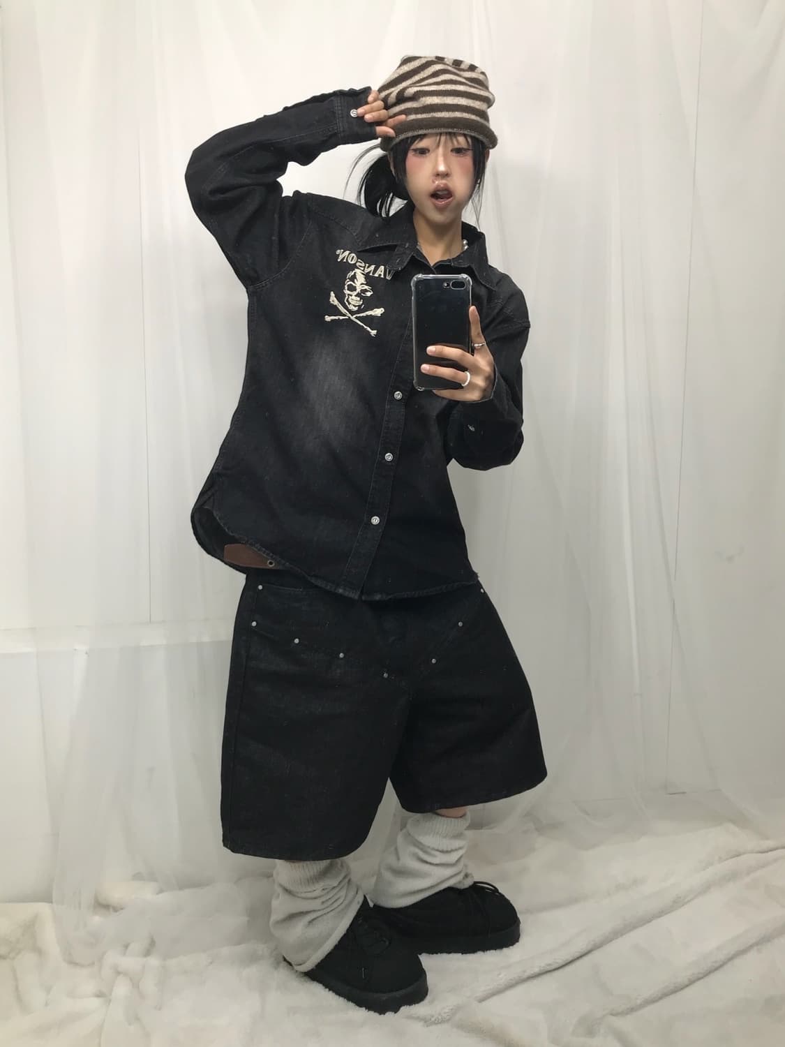 ☠️ 밴슨 스컬 자수패치 워싱 데님 셔츠 (레어) ☠️ 상품이미지6