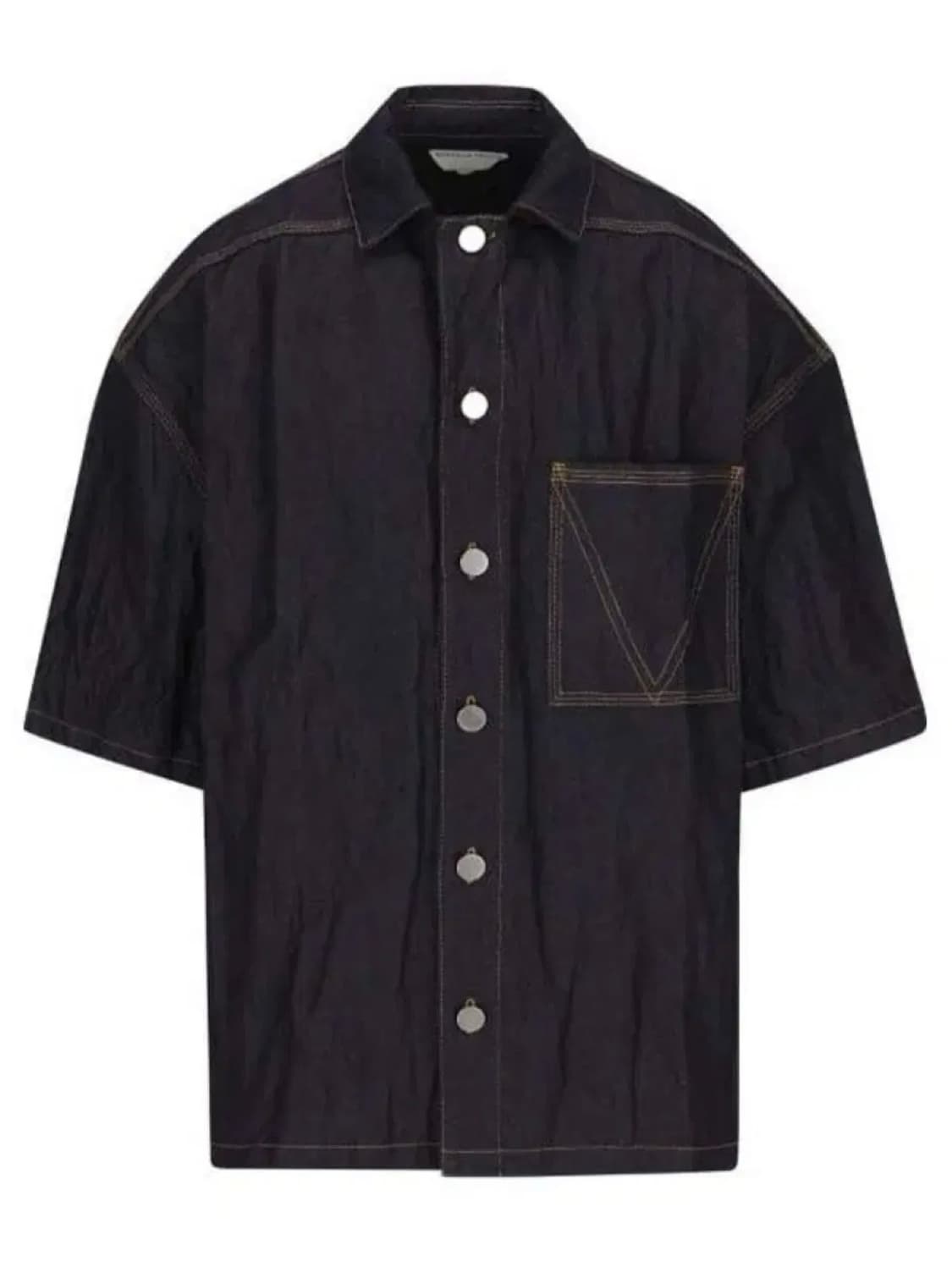 [48] 보테가베네타 메탈릭 크링클 트윌 생지 데님 반팔 셔츠 자켓 상품이미지6