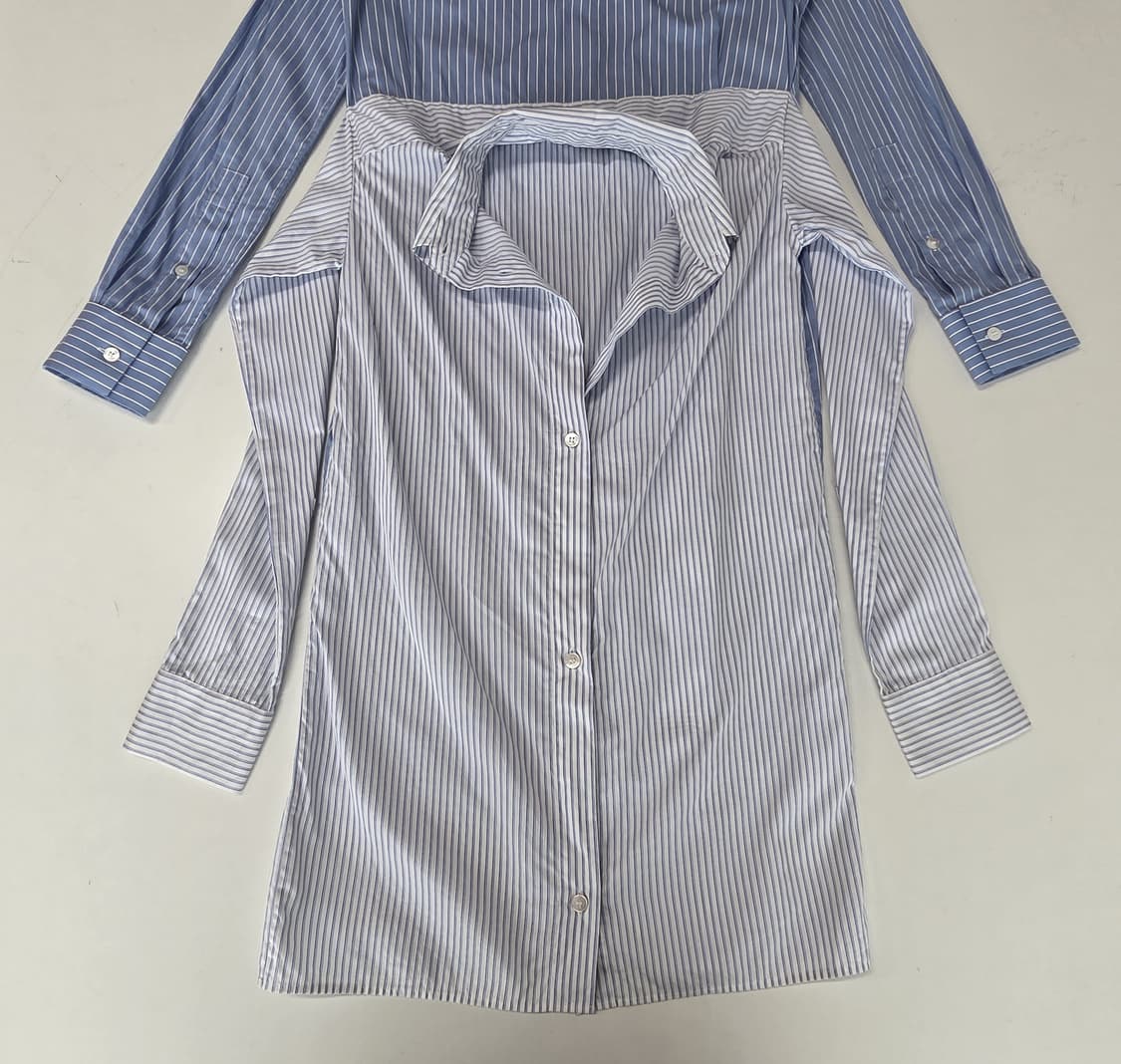 메종마르지엘라 스트라이프 셔츠 원피스 블루 38 상품이미지5