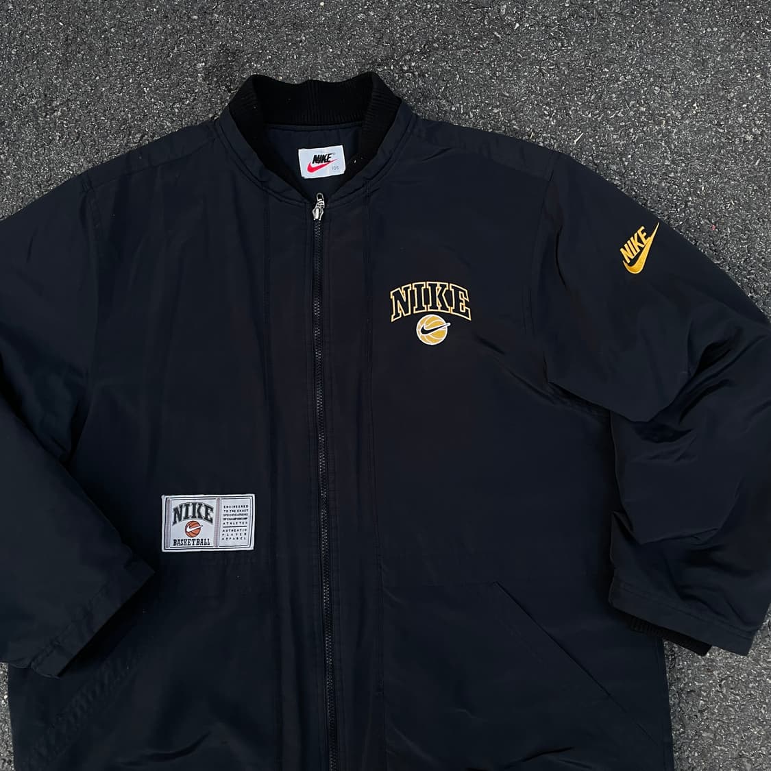 90s 나이키 베스킷볼 자수 빅로고 올드스쿨 투톤 배색 누빔 돕바 점퍼 상품이미지5