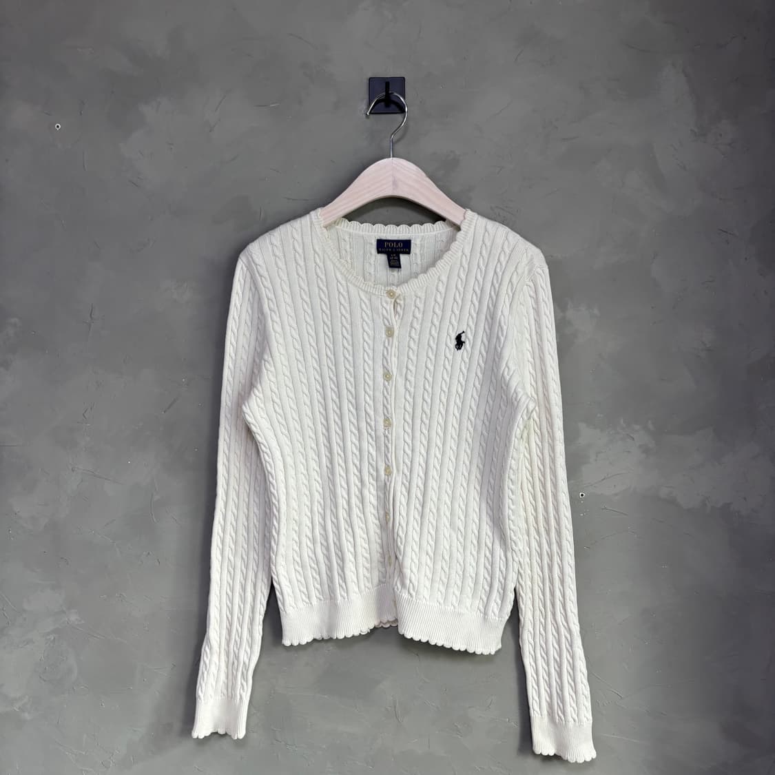 폴로 랄프로렌 꽈배기 니트 가디건 화이트 상품이미지1