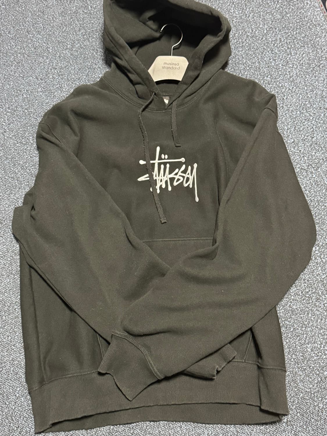 스투시 베이직 아플리케 후드 블랙 xl 상품이미지2