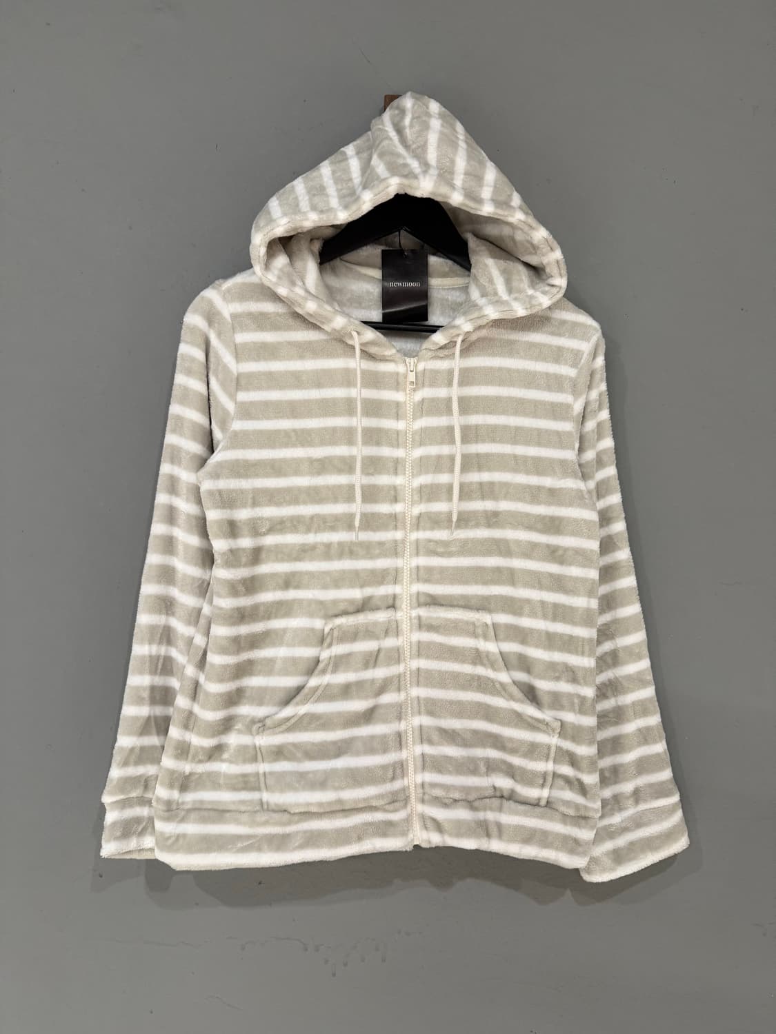 stripe pattern fleece hood zip-up 상품이미지4