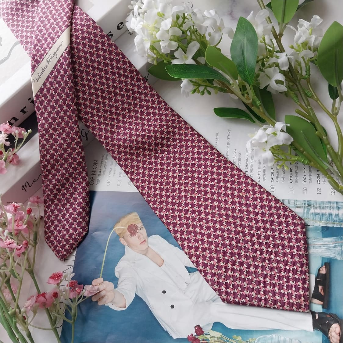 살바토레 페라가모 코끼리 모티브 넥타이 8.9cm A~B등급 K2176 상품이미지4