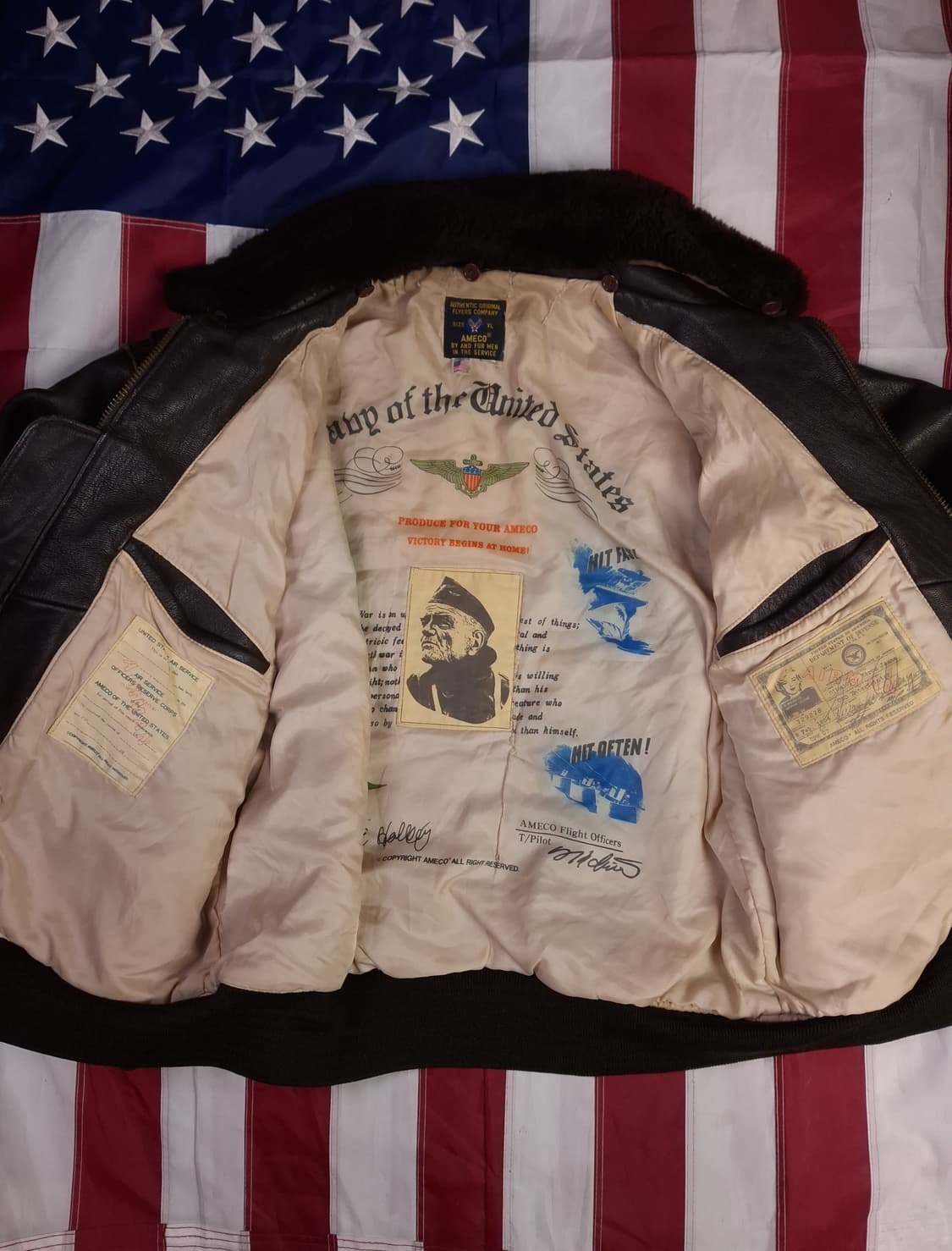 오리지날 아메코 미해군 G-1 리얼레더 항공점퍼 상품이미지7