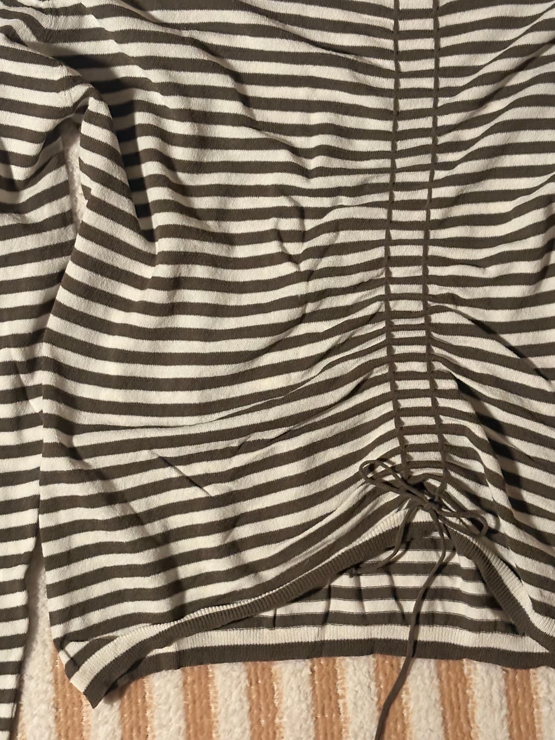 일본 빈티지 줄무늬 목티 리본 브라운 긴팔 갸루 모리걸 상품이미지3