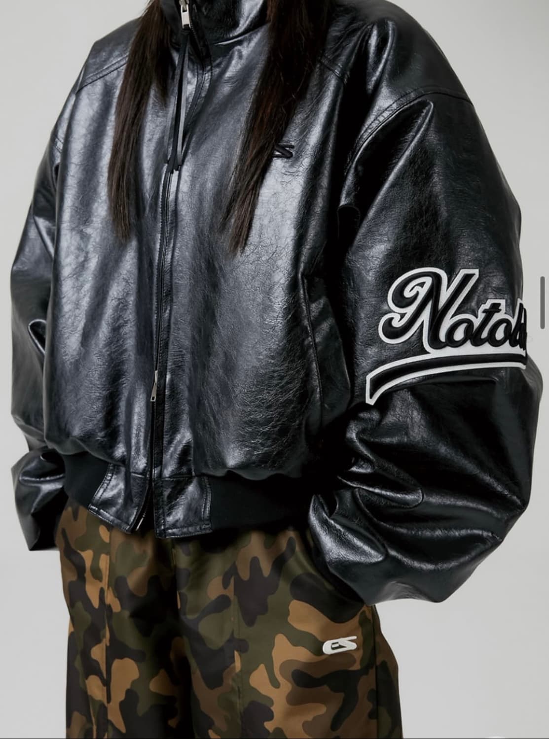 ESC studio 'Notold" 레더 블루종 블랙 상품이미지4