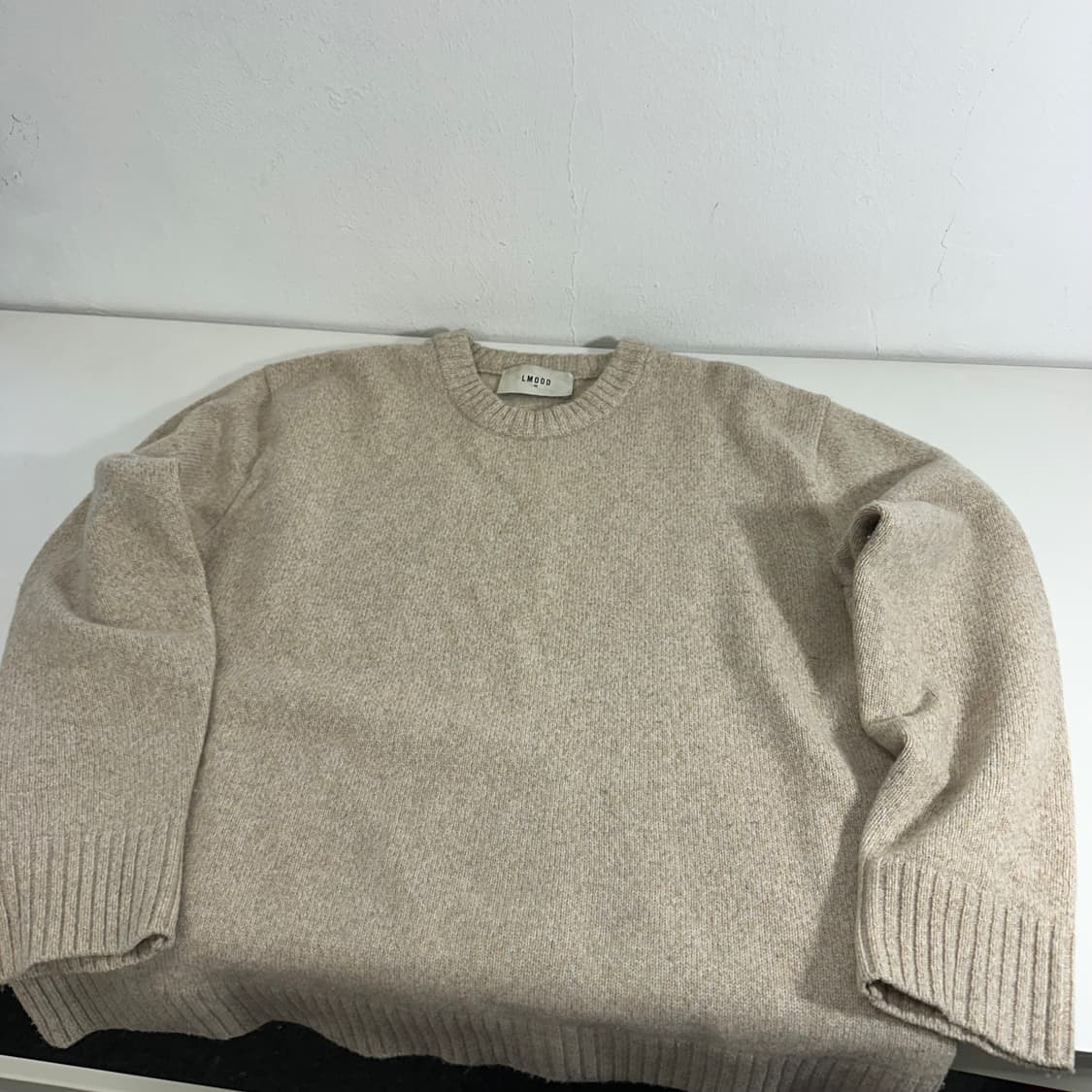 L 48 엘무드 오트베이지 루즈오버핏 울100% 라운드니트 상품이미지3