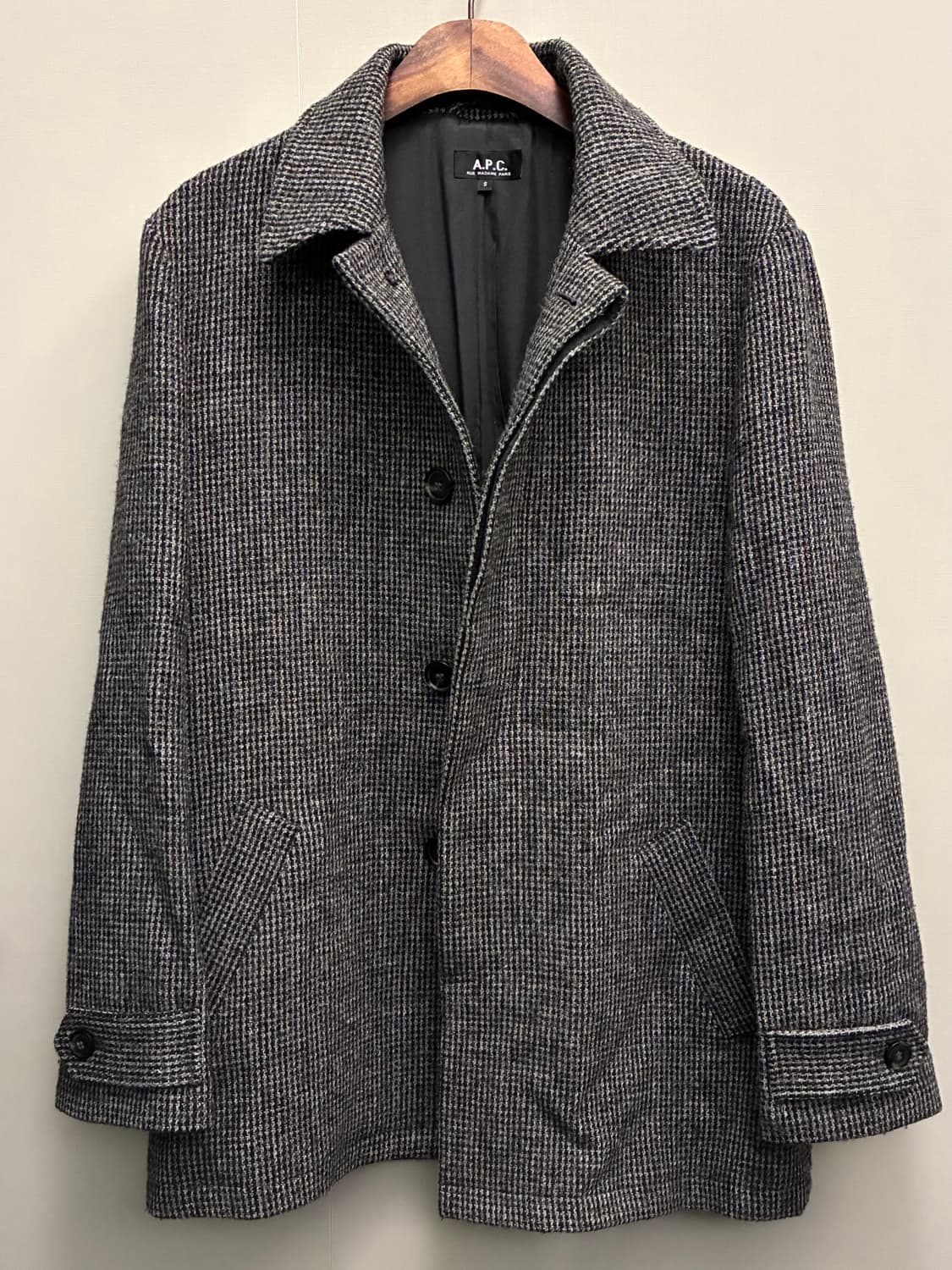 (S/97)APC 아페쎄 해리스트위드 울 하운드투스 싱글코트  상품이미지9