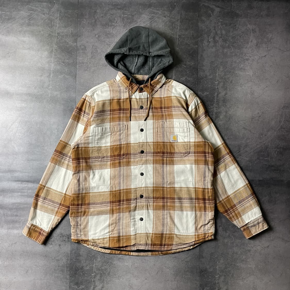 CARHARTT 칼하트 빈티지 브라운 체크패턴 후드 코튼자켓 상품이미지1