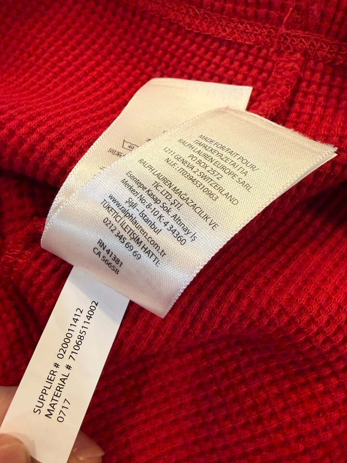 (XXL) 폴로 랄프로렌 써멀 와플 후드 레드 상품이미지5