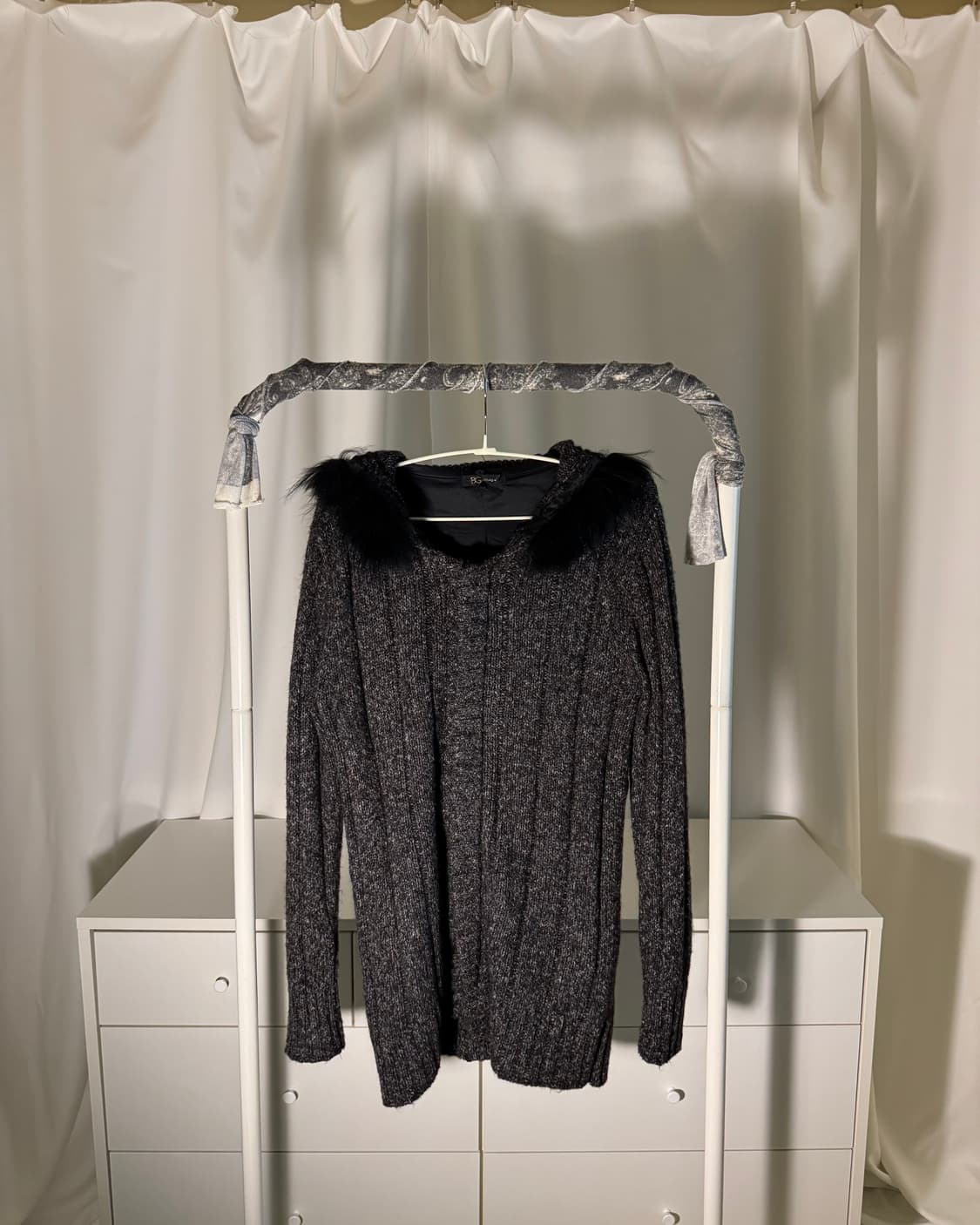 fur hood long knit zip up 상품이미지1