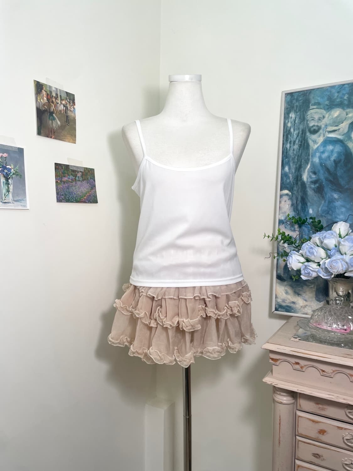 white chiffon draping off-shoulder blous 상품이미지8
