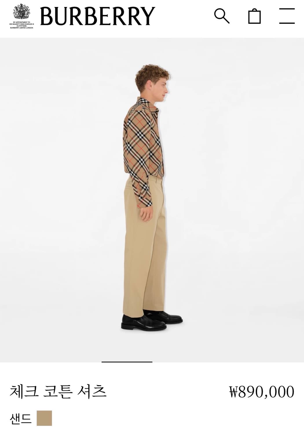 25SS 다니엘리 사선 체크 코튼 셔츠 M  상품이미지3