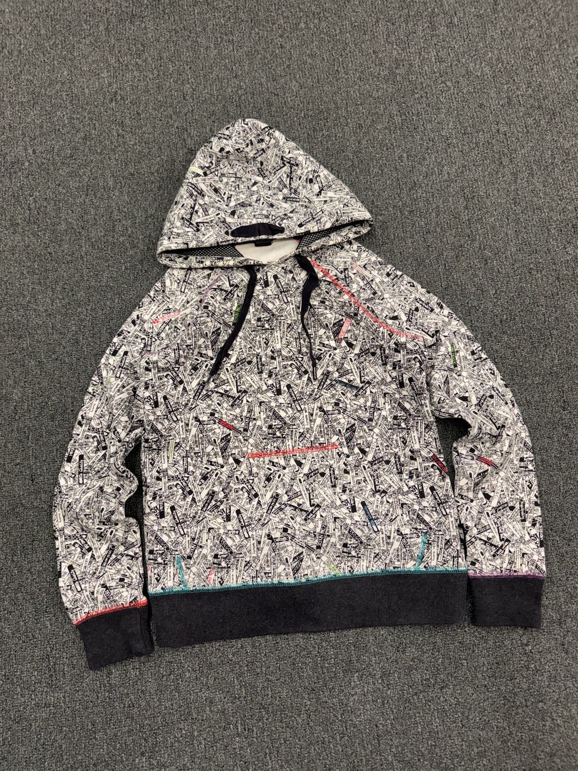 S)55DSL 빈티지 그래피티 패턴 후드티 상품이미지1