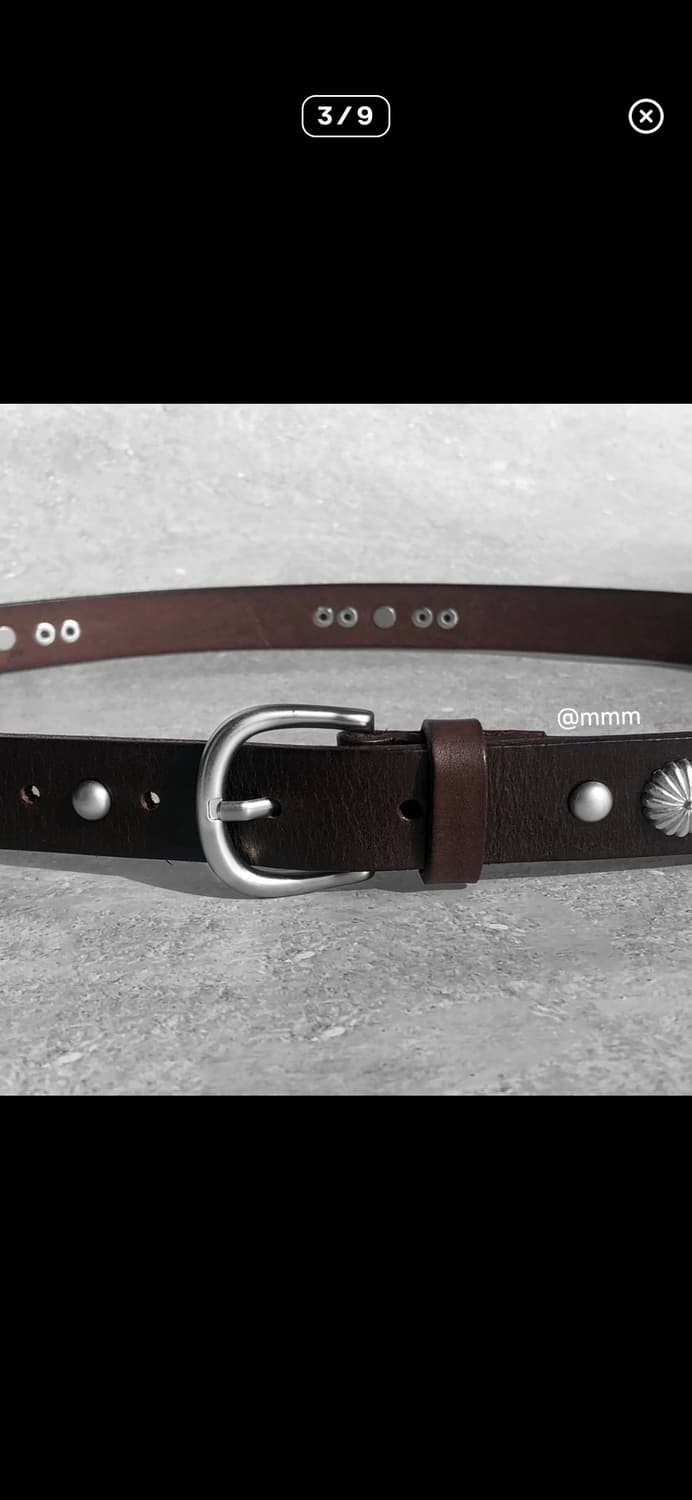 찡 스터드 가죽 벨트 브라운 상품이미지3