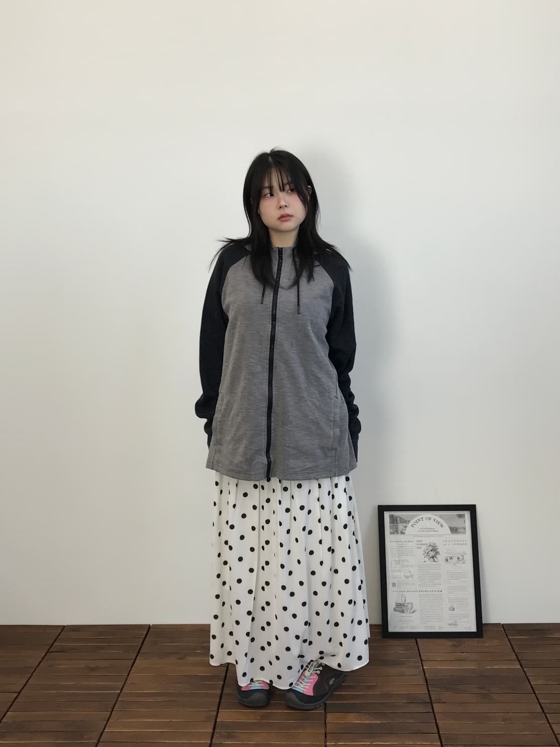 HAWK Raglan Zip Hoodie Gray Black 상품이미지1