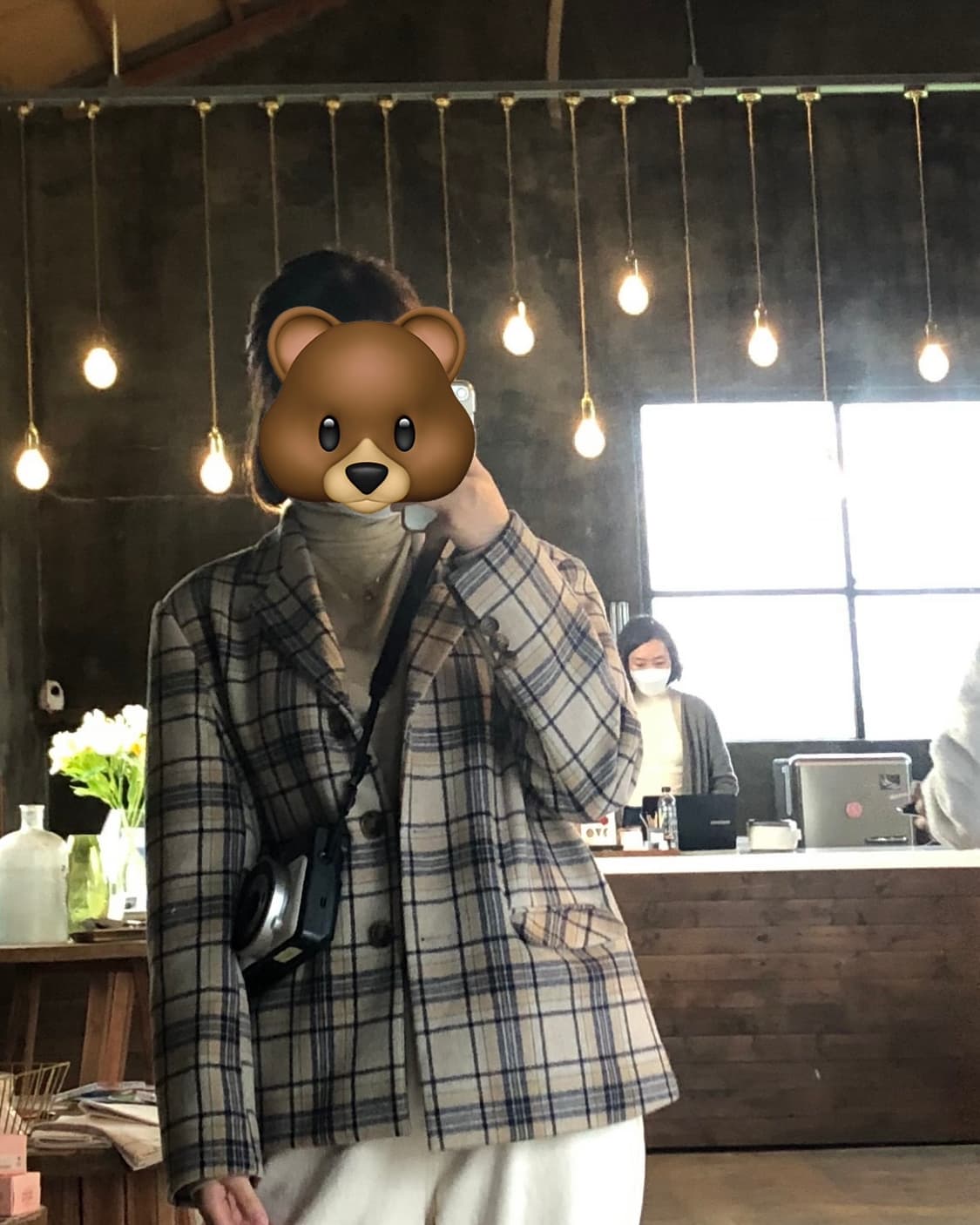 베이지 체크 울자켓 상품이미지6