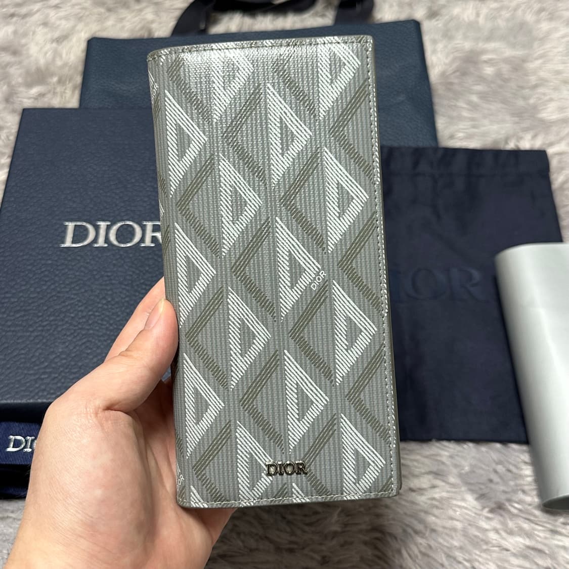 [풀구성] 디올 CD 다미아몬드 장지갑 그레이 상품이미지1