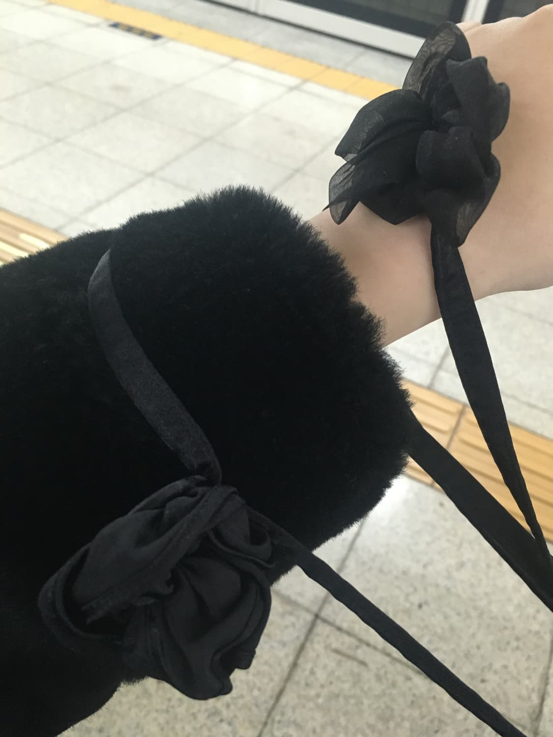 일본빈티지 포테치노 블랙 플라워백 숄더백 크로스백 꼼데st 꽃가방 상품이미지7