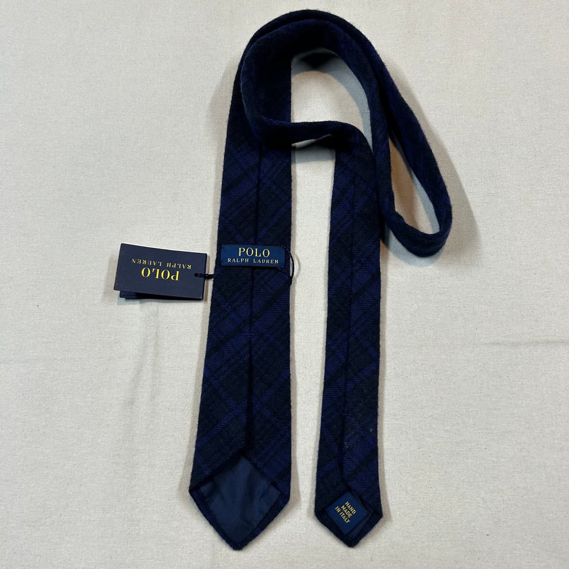 폴로 랄프로렌 울 네이비 체크 무늬 넥타이 상품이미지4