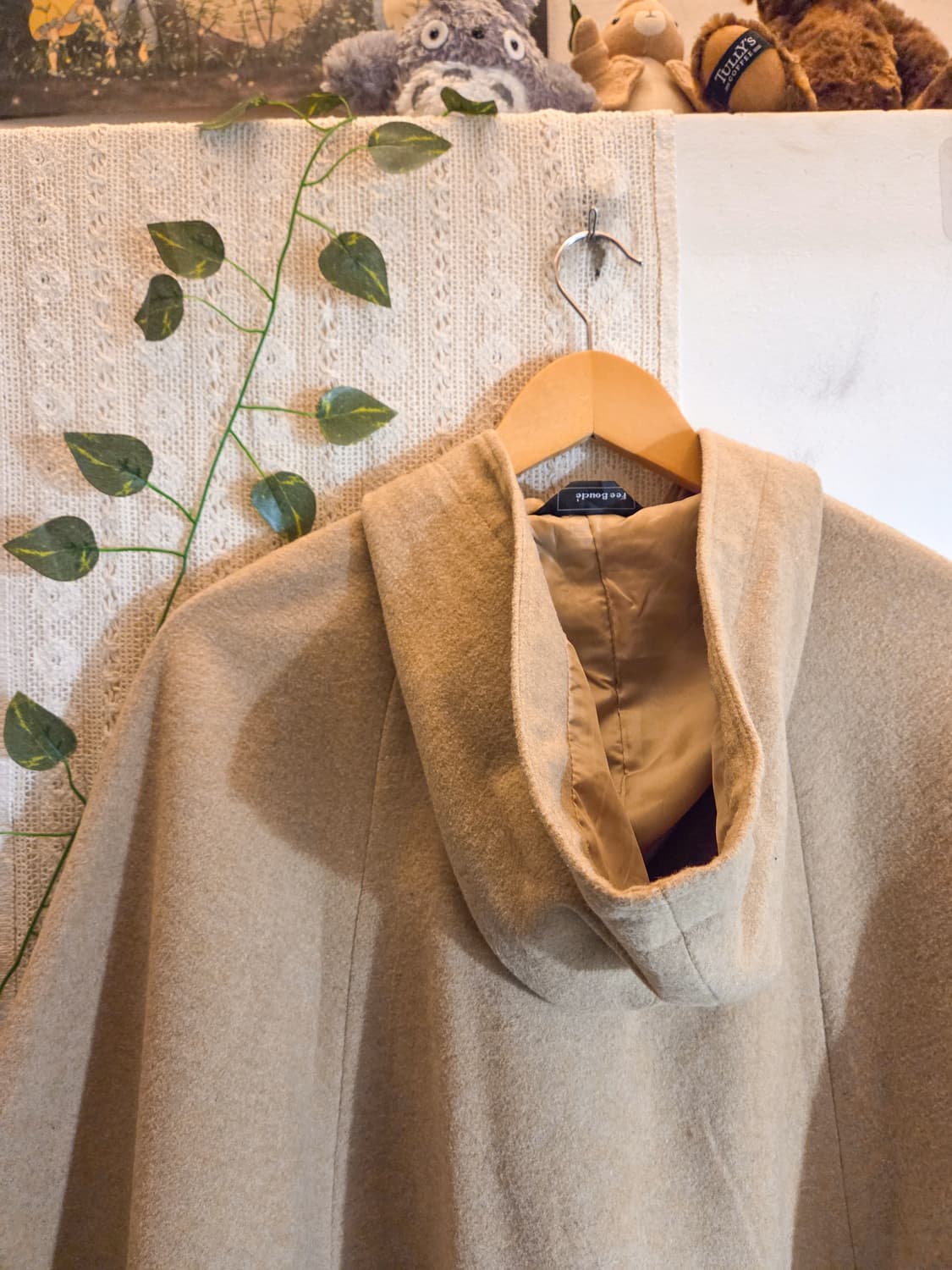 베이지 더플 케이프 코트 상품이미지6