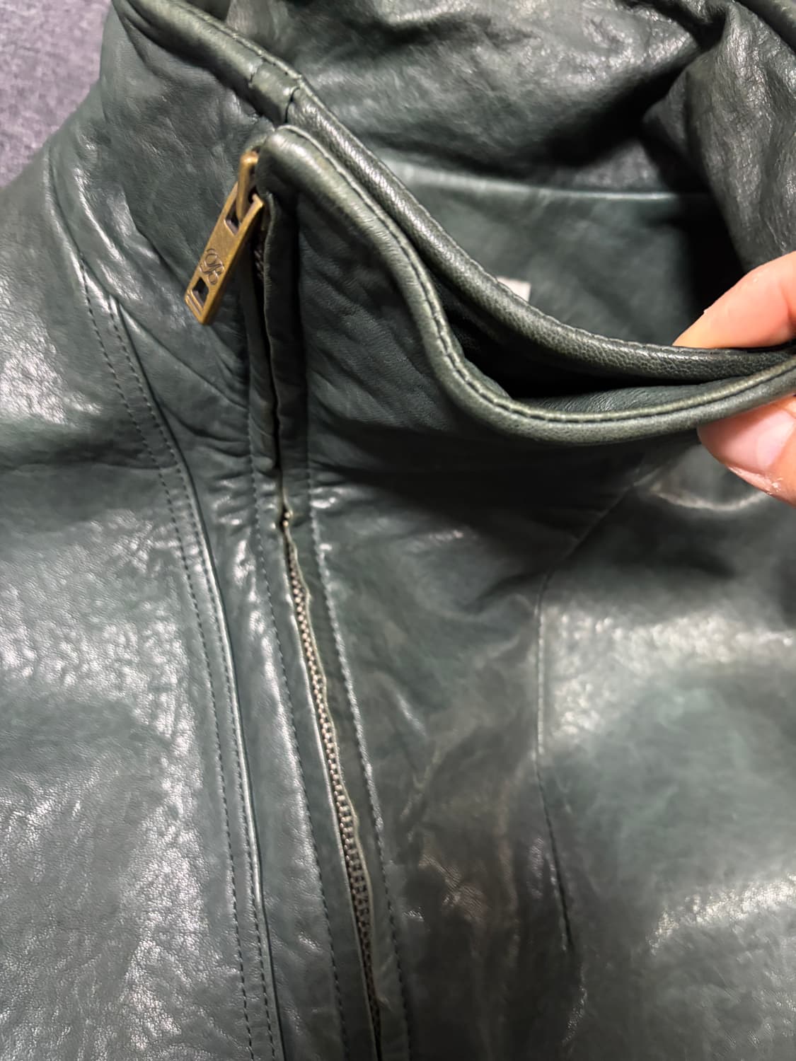 빈티지 하이넥 레더자켓  상품이미지2