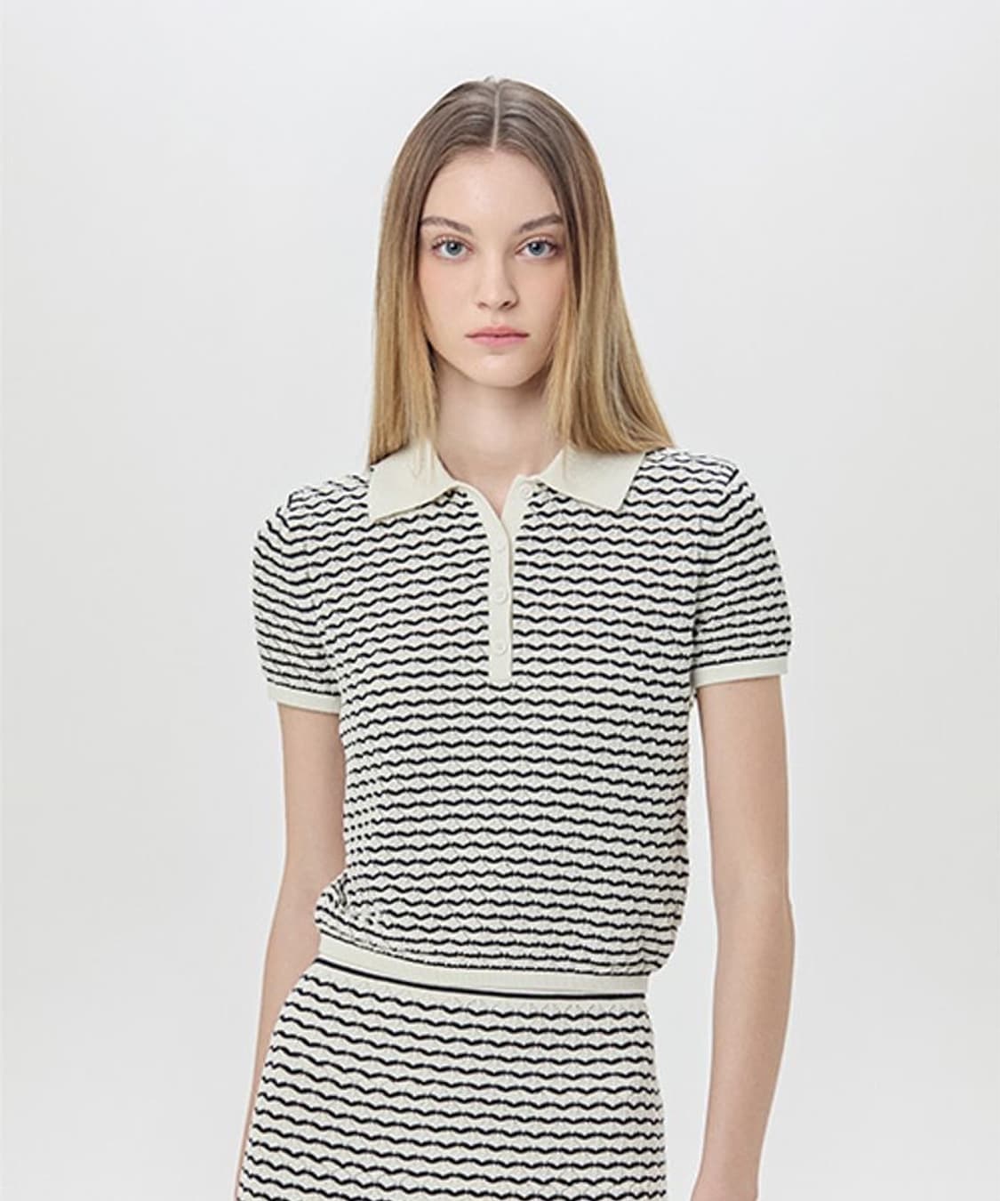 S) 클럽모나코 24년 다이아몬드 포인텔 폴로 니트 상품이미지8