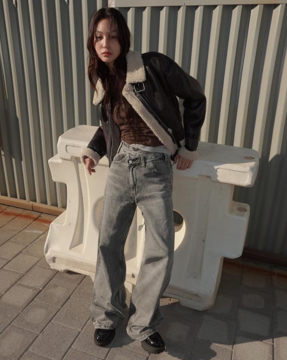 쇼트 더블 페이스드 점퍼 무스탕 상품이미지3