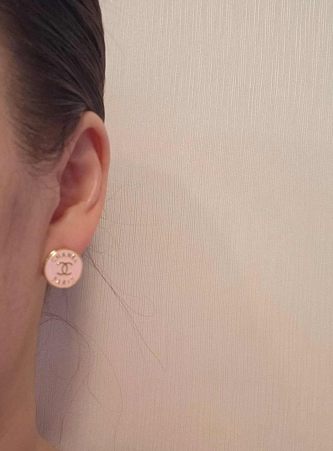 샤넬 단추 CC로고 연핑크 귀걸이 업사이클링 상품이미지7