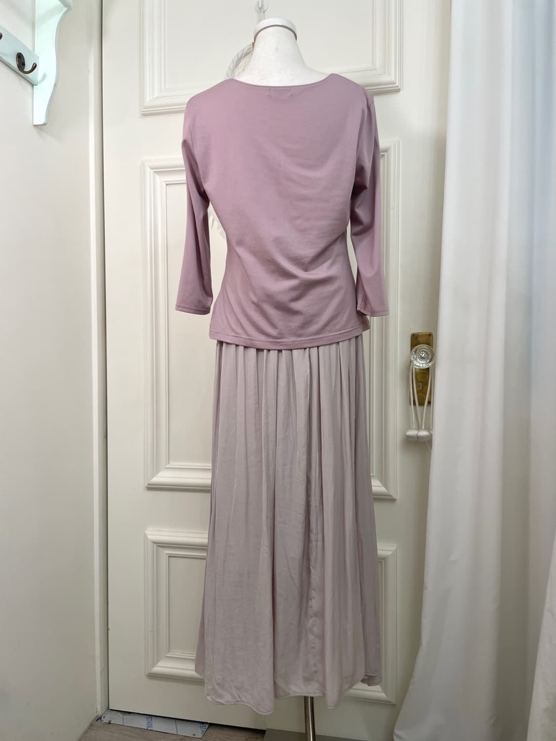 sheer lavender shirring banding long ski 상품이미지8