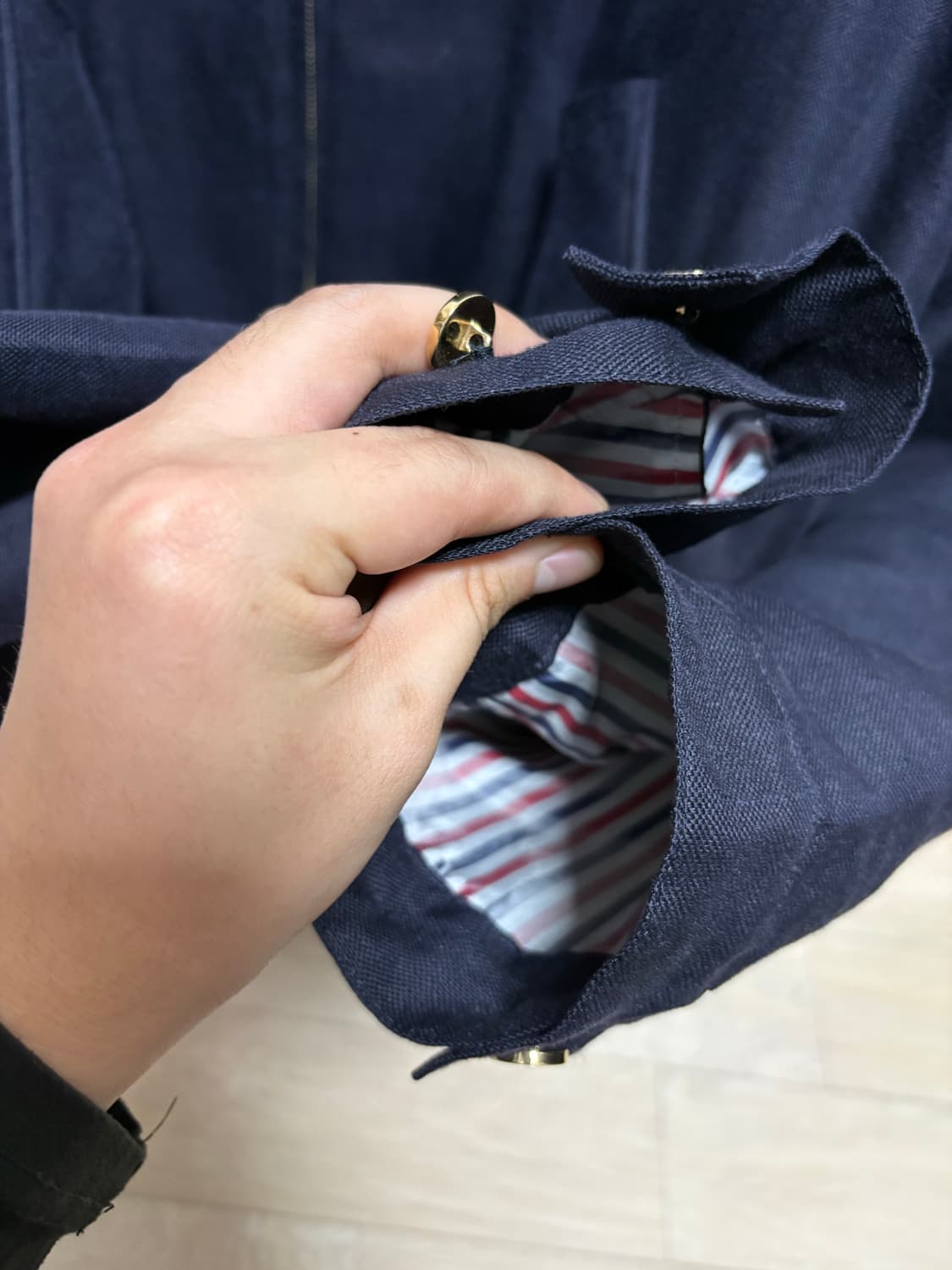 (새상품급, 정품) 톰브라운 사선 린넨 봄버 자켓 상품이미지6