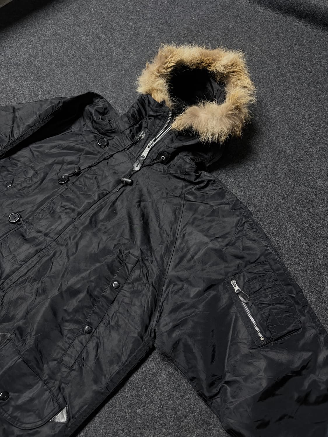 Vintage grunge Punk Fur hood parka 상품이미지2