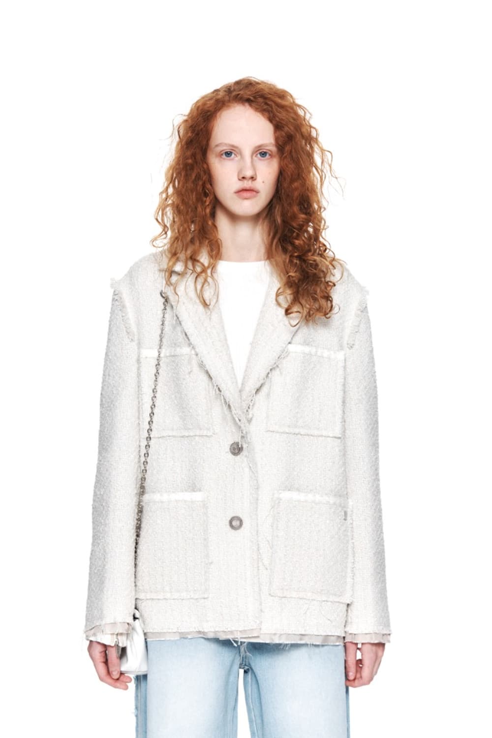 Matin Kim Tweed Pocket Blazer Ivory 상품이미지1