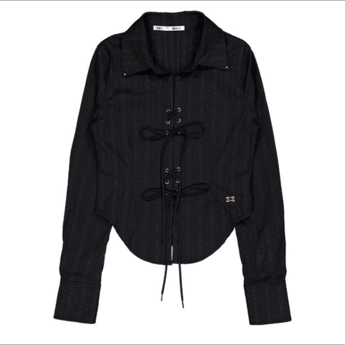 셋업이엑스이 레이스업 셔츠 블랙 상품이미지1