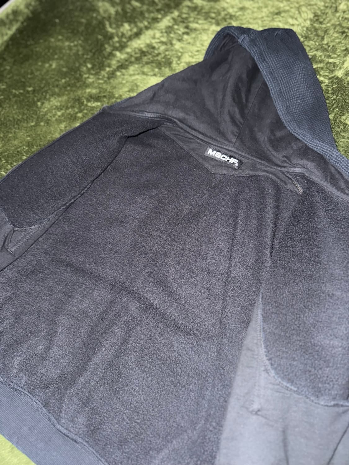 [M] MSCHF 미스치프 와플 믹스드 패널 후드 집업 블랙 상품이미지6