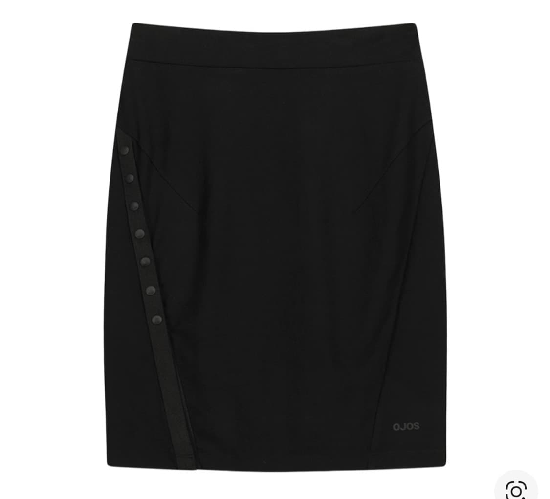 오호스 버튼 슬릿 미디 스커트 블랙 상품이미지2